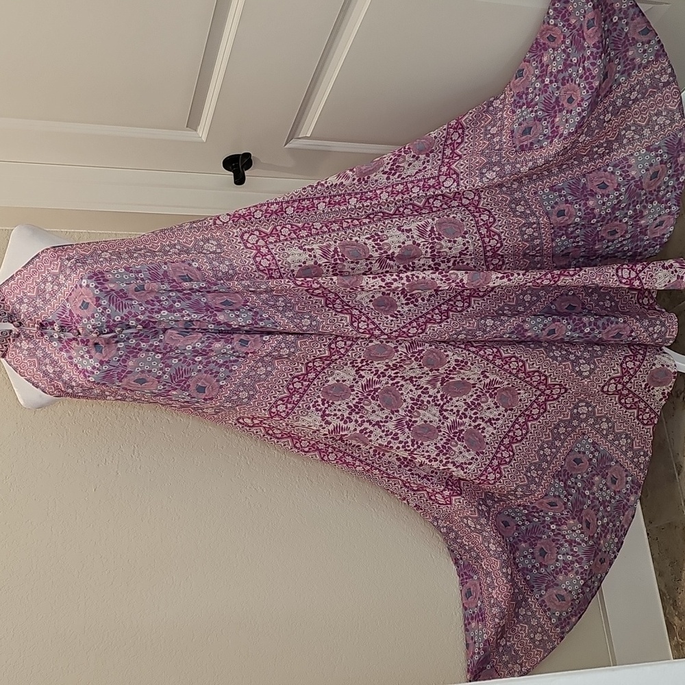 Fox in Gown Floral Halter Pink Purple Maxi Dress One-Size Fits Most - Picture 2 of 11
